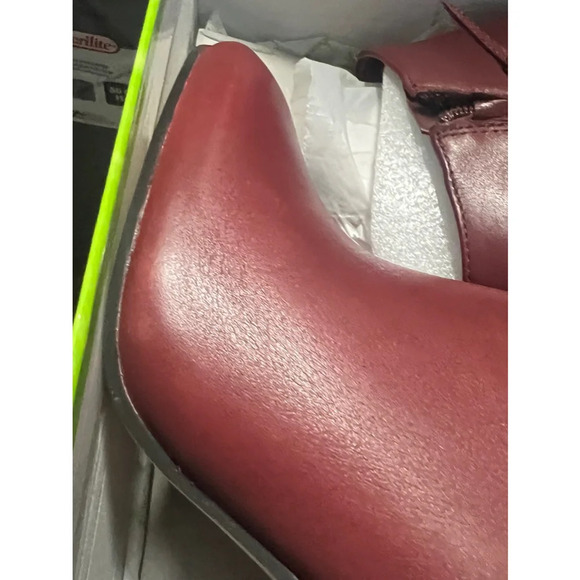 Sam Edelman Leather CAMPBELL HIGH HEEL BOOTIES IN RED Mahogany - Picture 6 of 7